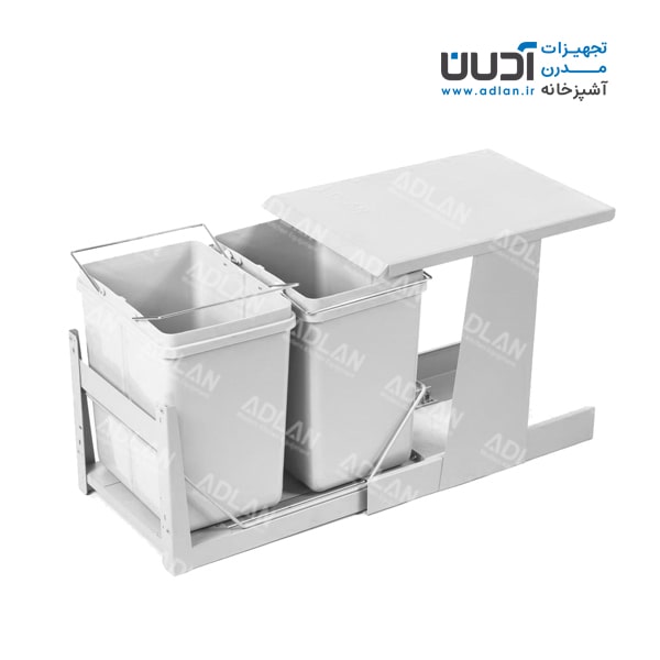 سطل زباله دومخزنه متوسط ریل کف تاندم (34 لیتری) – سامینا برند آدلان