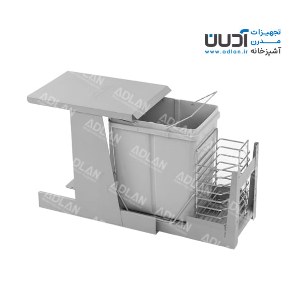 سطل زباله تک مخزنه متوسط ترکیبی ریل کف تاندم (17 لیتری) – هلنا برند آدلان